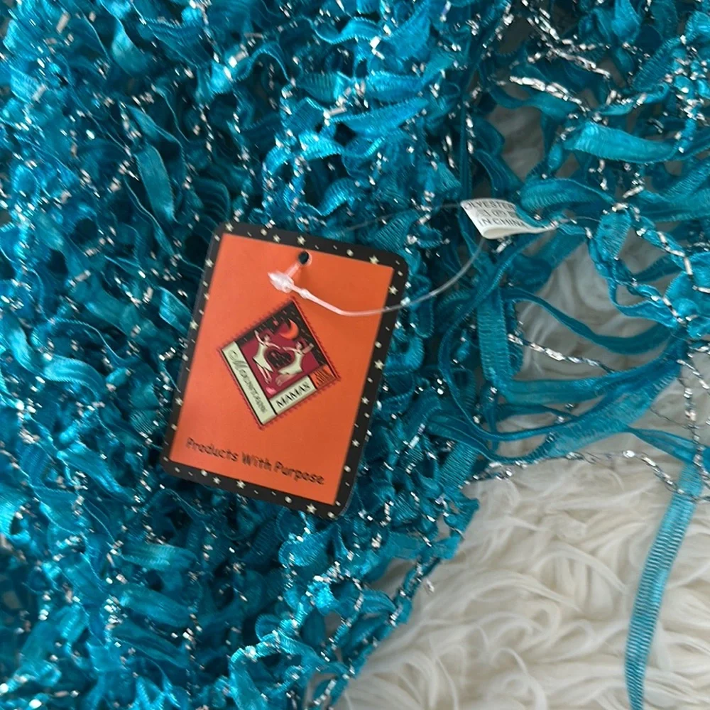 NWT Elegant Blue & Silver Women's Fringe Scarf 🧣